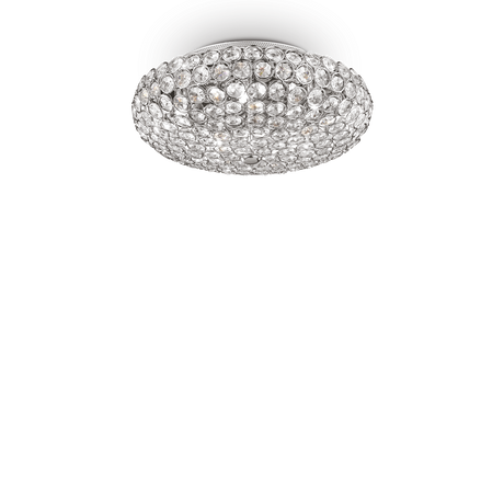 Plafón de techo Ideal Lux King cromo cristal y cerámica 5 luces 200W Ø38cm 075419