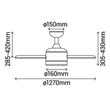 Sulion Ventilador de techo ANNE blanco madera oscura 075818