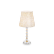 Lámpara de sobremesa Ideal Lux Queen dorado cristal y tela 60W Ø35cm 077758