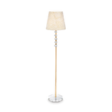 Lámpara de pie Ideal Lux Queen dorado cristal y tela 60W 157,5cm 077765