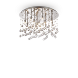 Plafón de techo Ideal Lux Moonlight cromo cristal y cerámica 12 luces 480W Ø60cm 077802