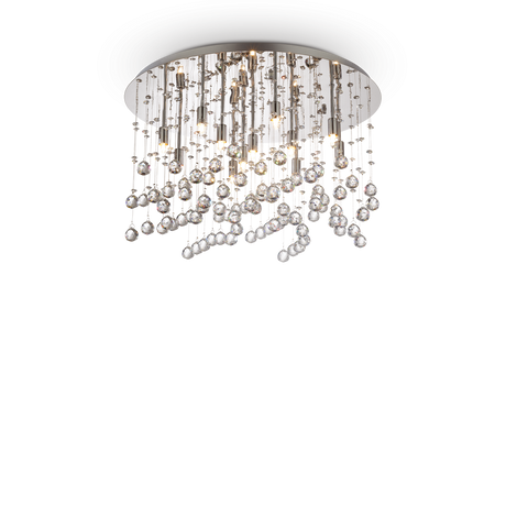 Plafón de techo Ideal Lux Moonlight cristal y cerámica 12 luces 480W Ø60cm cromo — ref. 077802 (1)