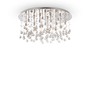 Plafón de techo Ideal Lux Moonlight cromo cristal y cerámica 15 luces 600W Ø80cm 077819
