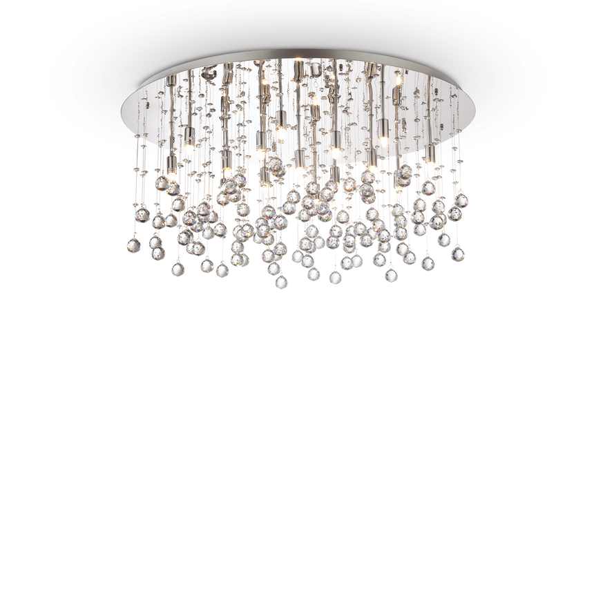 Plafón de techo Ideal Lux Moonlight cromo cristal y cerámica 15 luces 600W Ø80cm 077819