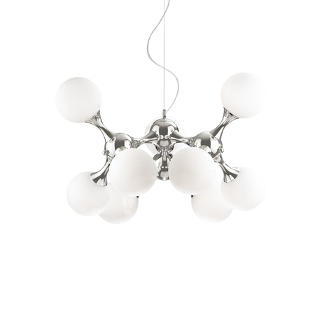Lámpara colgante Ideal Lux Nodi blanco cristal 9 luces 252W Ø80cm 082059