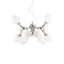 Lámpara colgante 9 bolas Ideal Lux Nodi cristal 9 luces Ø80cm E14 blanco — ref. 082059 (1)