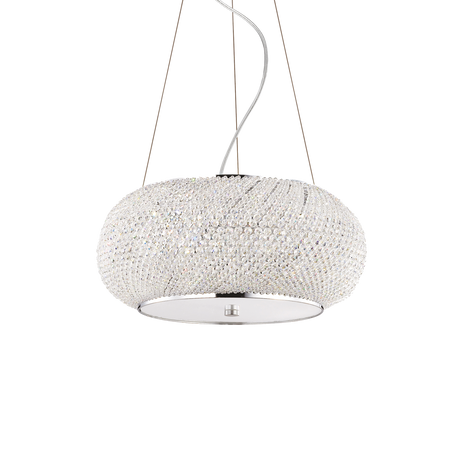 Lámpara colgante Ideal Lux Pasha' cromo cristal y cerámica 6 luces 240W Ø40cm 082158
