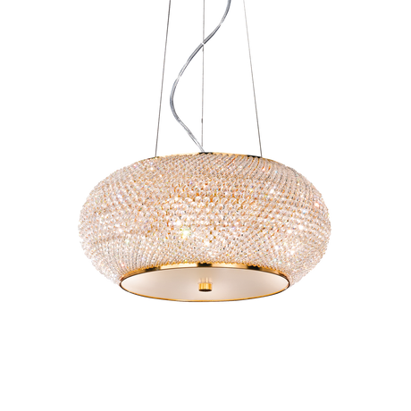 Lámpara colgante Ideal Lux Pasha' dorado cristal y cerámica 6 luces 240W Ø40cm 082172