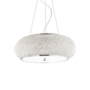 Lámpara colgante Ideal Lux Pasha' cromo cristal y cerámica 10 luces Ø55cm 082196
