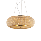 Lámpara colgante Ideal Lux Pasha' dorado cristal y cerámica 10 luces 400W Ø55cm 082257