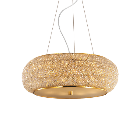 Lámpara colgante Ideal Lux Pasha' cristal y cerámica 10 luces Ø55cm E14 dorado — ref. 082257 (1)