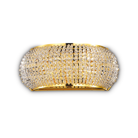 Aplique de pared Ideal Lux Pasha' cristal y cerámica 3 luces 120W 25,5cm dorado — ref. 082288 (1)