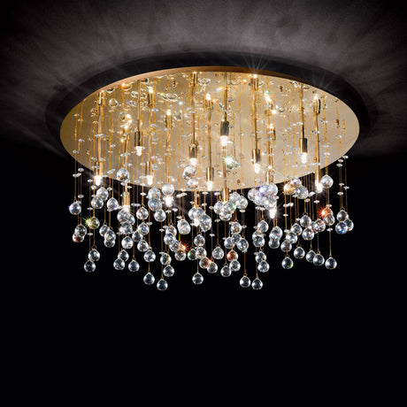 Plafón de techo Ideal Lux Moonlight cristal y cerámica 15 luces 600W Ø80cm dorado — ref. 082790 (1)