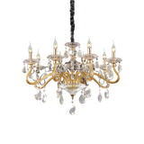 Lámpara colgante Ideal Lux Negresco dorado cristal y cerámica 8 luces 224W Ø73,5cm 087764