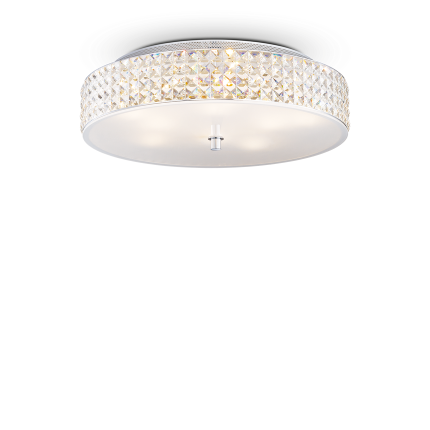 Plafón de techo Ideal Lux Roma cromo cristal y cerámica 9 luces 360W Ø50cm 087863