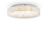 Plafón de techo Ideal Lux Roma cromo cristal y cerámica 12 luces 480W Ø60cm 087870