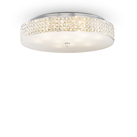 Plafón de techo Ideal Lux Roma cromo cristal y cerámica 12 luces 480W Ø60cm 087870