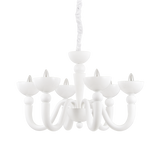 Lámpara colgante Ideal Lux Bon blanco cristal 6 luces 168W Ø80cm 093994