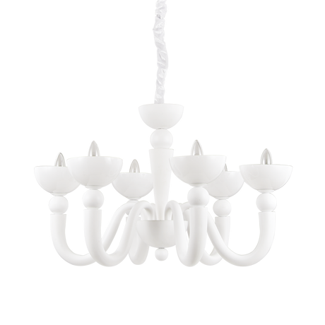 Lámpara colgante Ideal Lux Bon blanco cristal 6 luces 168W Ø80cm 093994