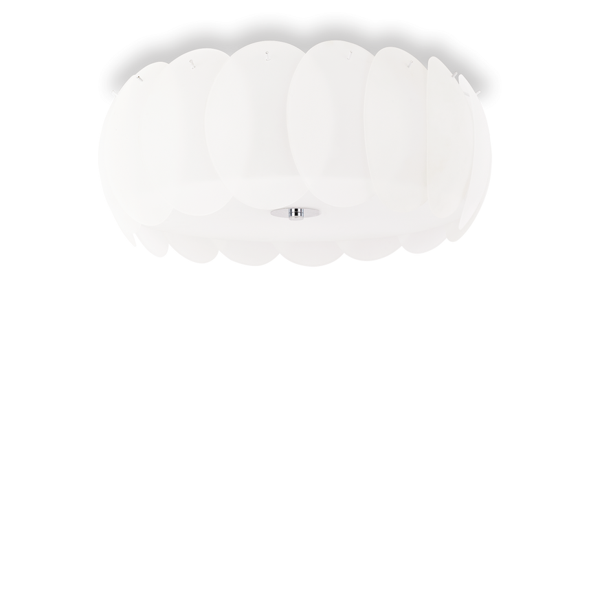 Plafón de techo Ideal Lux Ovalino blanco cristal 8 luces 480W Ø53,5cm 094014