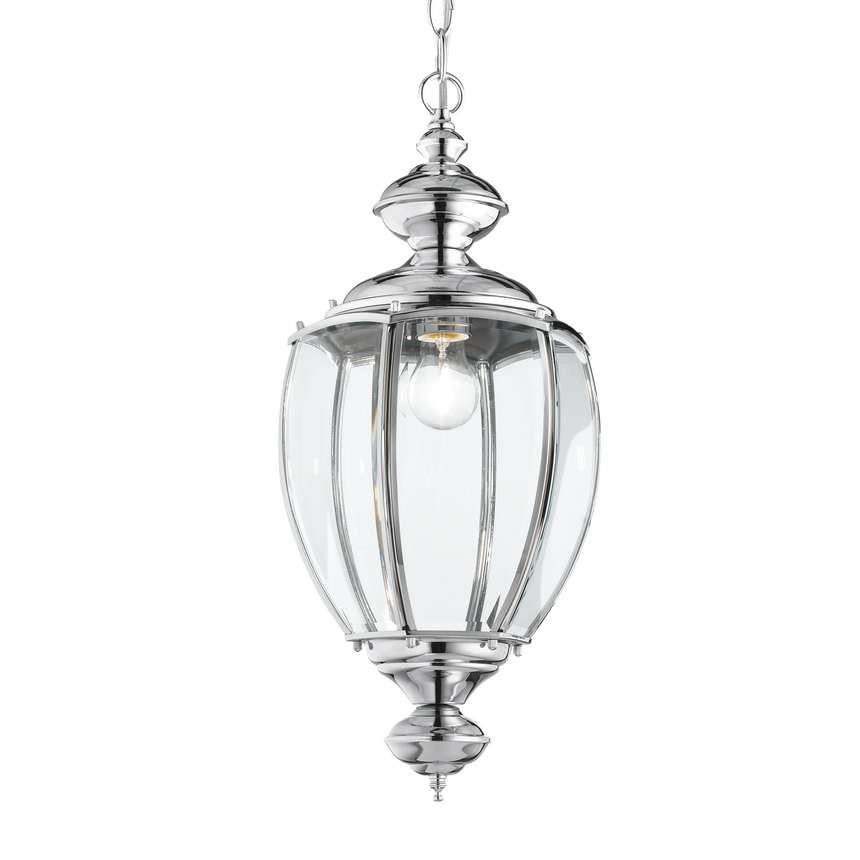 Lámpara colgante Ideal Lux Norma cromo cristal 60W Ø25cm 094786