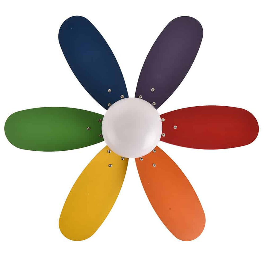 Fabrilamp Alves Dc Fan 2xe27 White 6 Blades Rev. Pastel/Intense 41x85d W/ Remote And Timer 175791637