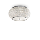 Plafón de techo Ideal Lux Pasha' cromo cristal y cerámica 6 luces 240W Ø40cm 100784