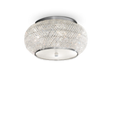 Plafón de techo Ideal Lux Pasha' cristal y cerámica 6 luces Ø40cm E14 cromo — ref. 100784 (1)