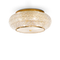 Plafón de techo Ideal Lux Pasha' dorado cristal y cerámica 10 luces Ø55cm 100791
