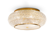 Plafón de techo Ideal Lux Pasha' dorado cristal y cerámica 10 luces 400W Ø55cm 100791
