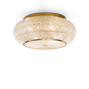Plafón de techo Ideal Lux Pasha' dorado cristal y cerámica 10 luces Ø55cm 100791