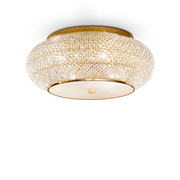 Plafón de techo Ideal Lux Pasha' dorado cristal y cerámica 10 luces Ø55cm 100791
