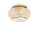 Plafón de techo Ideal Lux Pasha' dorado cristal y cerámica 6 luces Ø40cm 100807