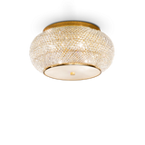 Plafón de techo Ideal Lux Pasha' dorado cristal y cerámica 6 luces 240W Ø40cm 100807