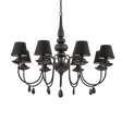 Lámpara colgante Ideal Lux Blanche negro cristal y tela 8 luces 320W Ø92cm 111896