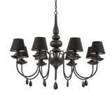 Lámpara colgante Ideal Lux Blanche negro cristal y tela 8 luces 320W Ø92cm 111896