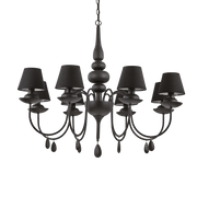 Lámpara colgante Ideal Lux Blanche cristal y tela 8 luces Ø92cm E14 negro — ref. 111896 (1)