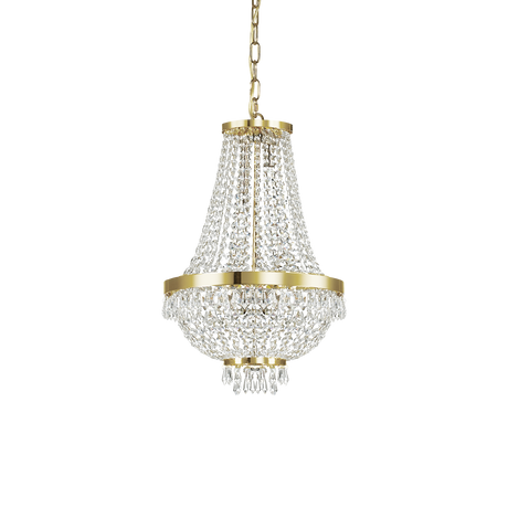 Lámpara colgante Ideal Lux Caesar dorado cristal y cerámica 6 luces 24W Ø38cm 114729