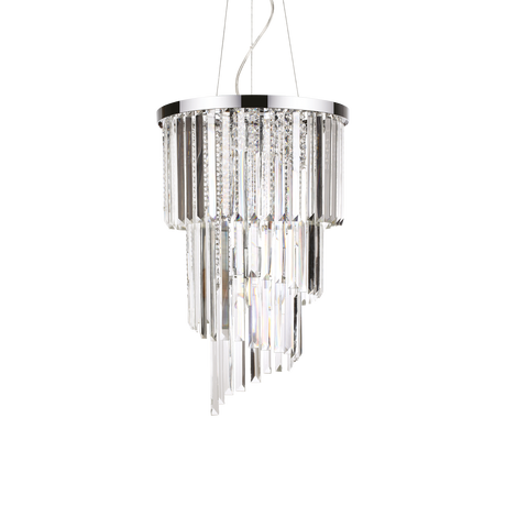 Lámpara colgante Ideal Lux Carlton cromo cristal y cerámica 8 luces 320W Ø40cm 117737