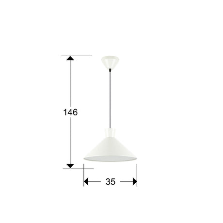 Lámpara de techo colgante Schuller Cono 1 luz gris perla mate Ø36cm 12458 dimensiones