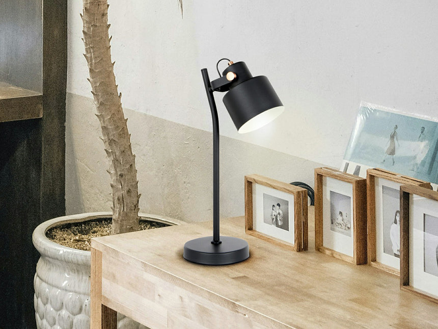 Lámpara de sobremesa Schuller Erika 1 luz negro y cobre satinado 44cm 12469