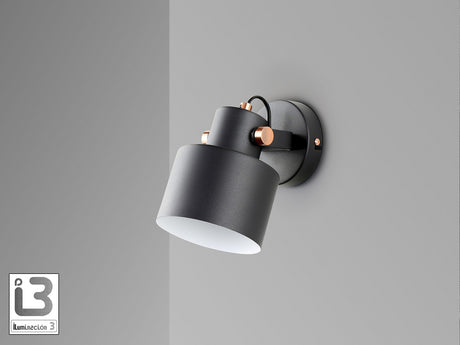 Lámpara aplique de pared Schuller Erika 1 luz negro y cobre satinado 12476 vista 3