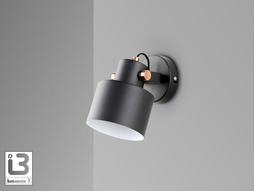 Lámpara aplique de pared Schuller Erika 1 luz negro y cobre satinado 12476 vista 3