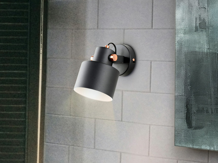 Lámpara aplique de pared Schuller Erika 1 luz negro y cobre satinado 12476
