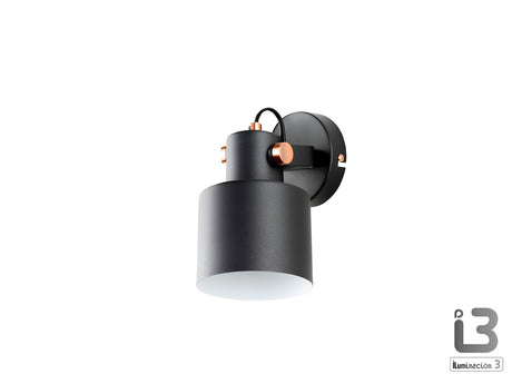 Lámpara aplique de pared Schuller Erika 1 luz negro y cobre satinado 12476 ambiente