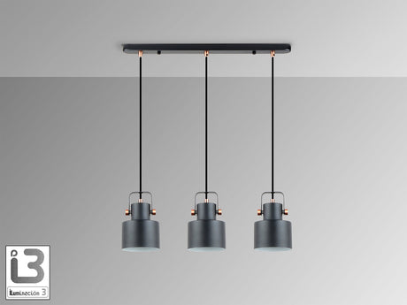 Lámpara de techo colgante Schuller Erika 3 luces negro y cobre satinado 12494 vista 2
