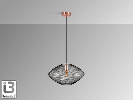 Lámpara de techo colgante Schuller Melany 1 luz cobre satinado y negro Ø37cm 12500 vista 3