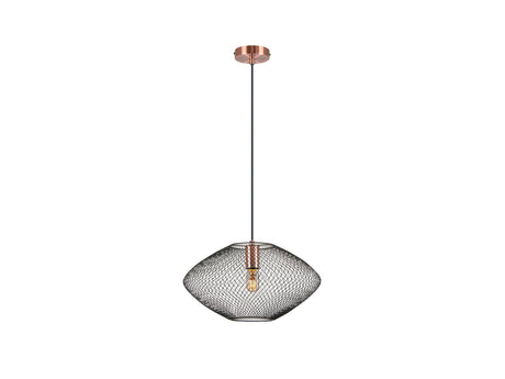 Lámpara de techo colgante Schuller Melany 1 luz cobre satinado y negro Ø37cm 12500 ambiente