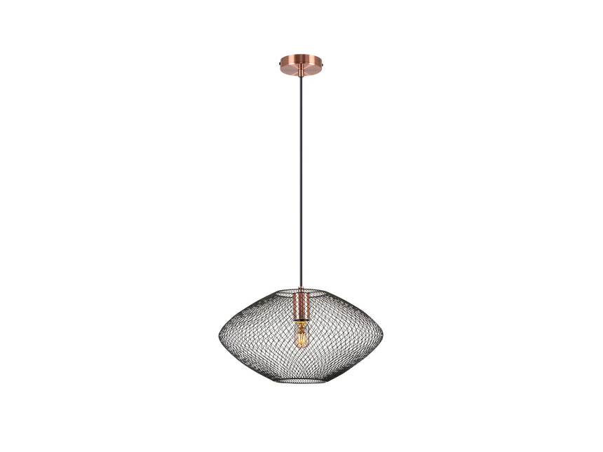Lámpara de techo colgante Schuller Melany 1 luz cobre satinado y negro Ø37cm 12500 ambiente