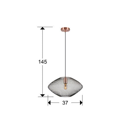 Lámpara de techo colgante Schuller Melany 1 luz cobre satinado y negro Ø37cm 12500 dimensiones